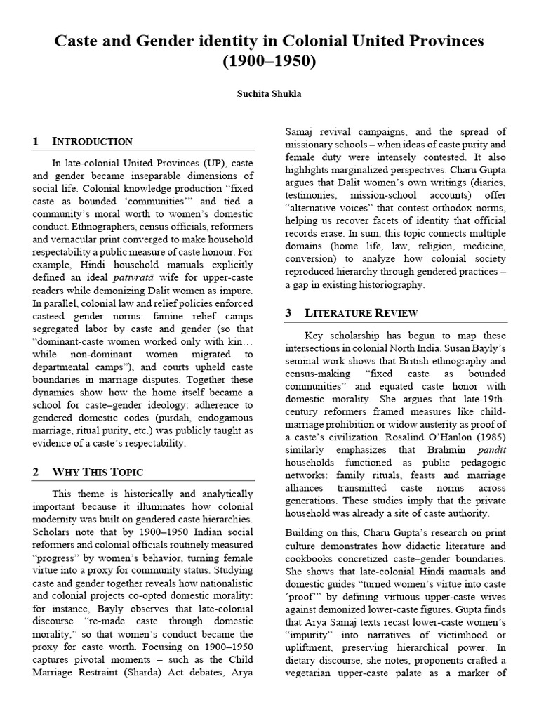Caste and Gender in Colonial UP (1900-1950) | PDF | Caste | Dalit