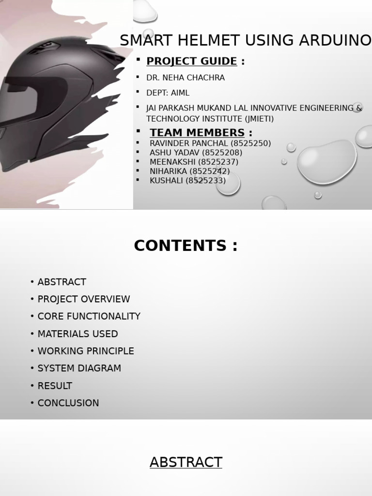 Smart Helmet Using Arduino Ppt | PDF | Relay | Arduino