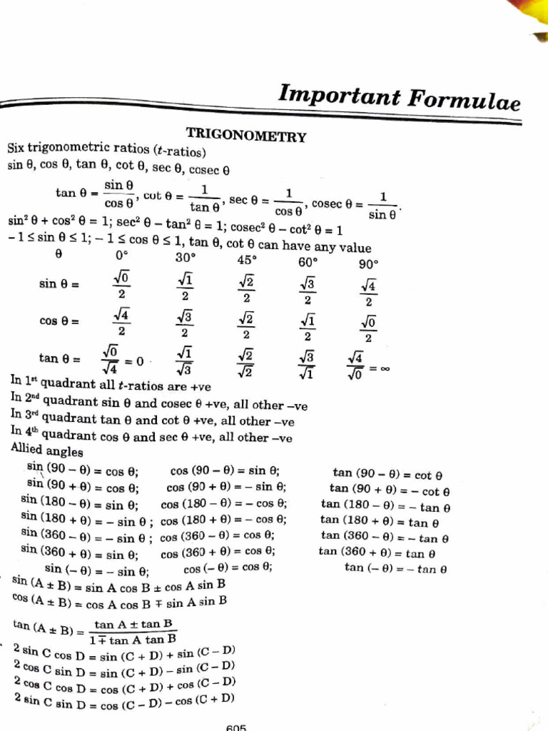 Essential Trigonometry and Calculus Formulas | PDF | Trigonometric ...