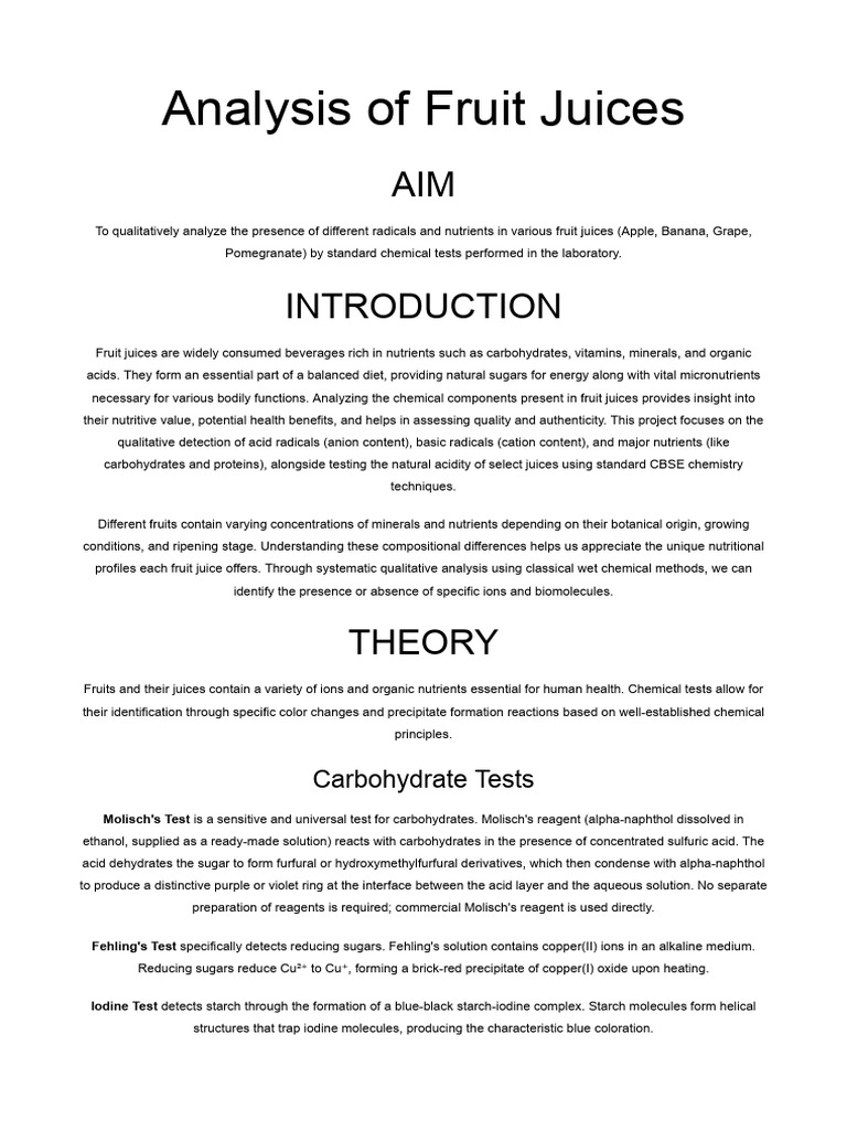 Fruit Juice Nutrient Analysis Methods | PDF | Acid | Ammonium