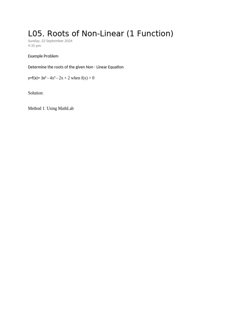 L05. Roots of Non Linear 1 Function | PDF