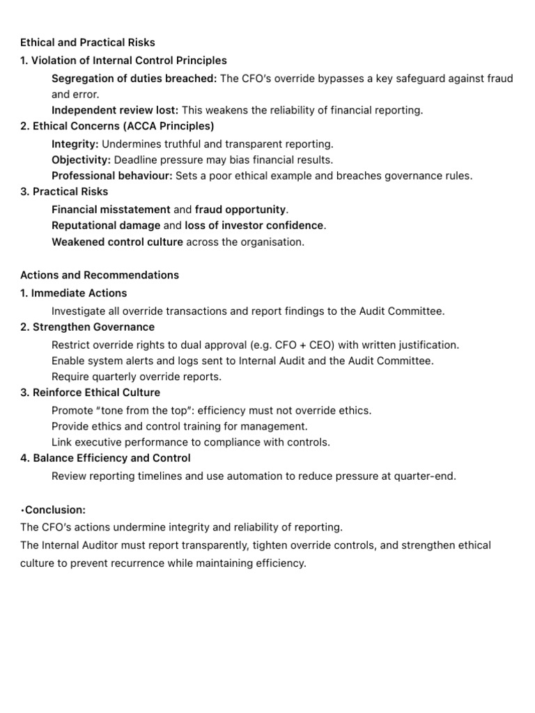 Risks of CFO Override in Financial Controls | PDF