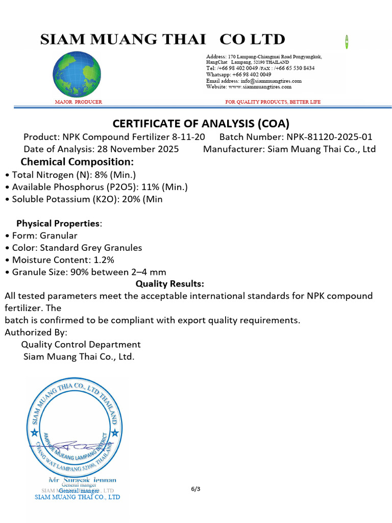 Coa NPK Muang | PDF
