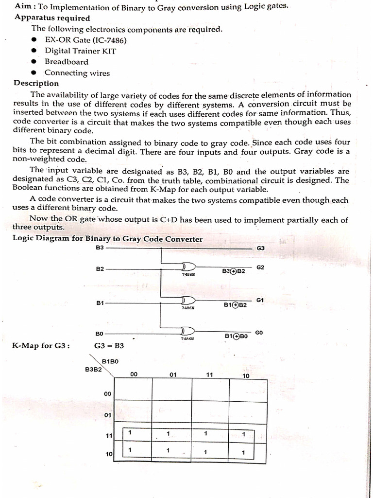Practical 10th Binary to Gray | PDF