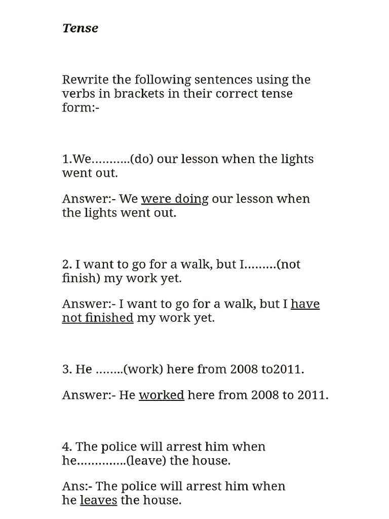 Correct Tense Practice Set | PDF