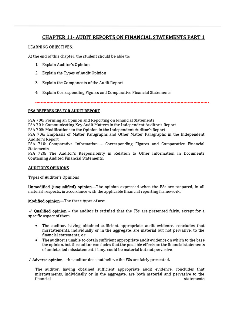 Audit Reports on Financial Statements | PDF | Auditor's Report | Audit
