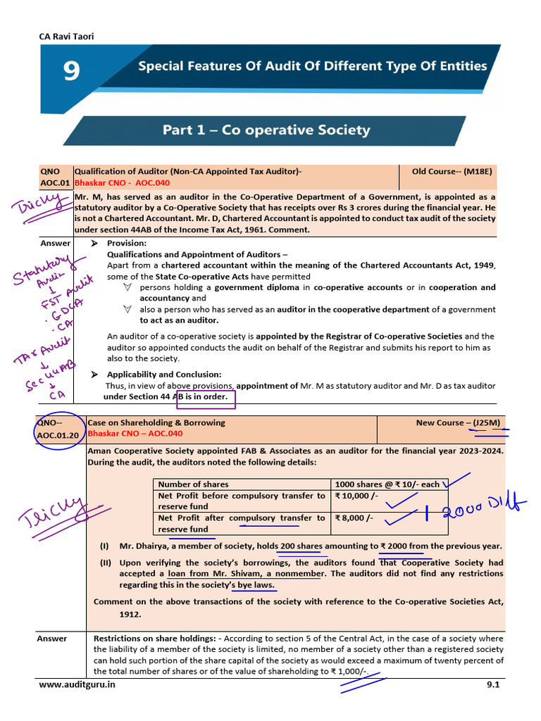 Ch. 09 Param QB CA Inter Audit With Markings | PDF | Audit | Auditor's ...