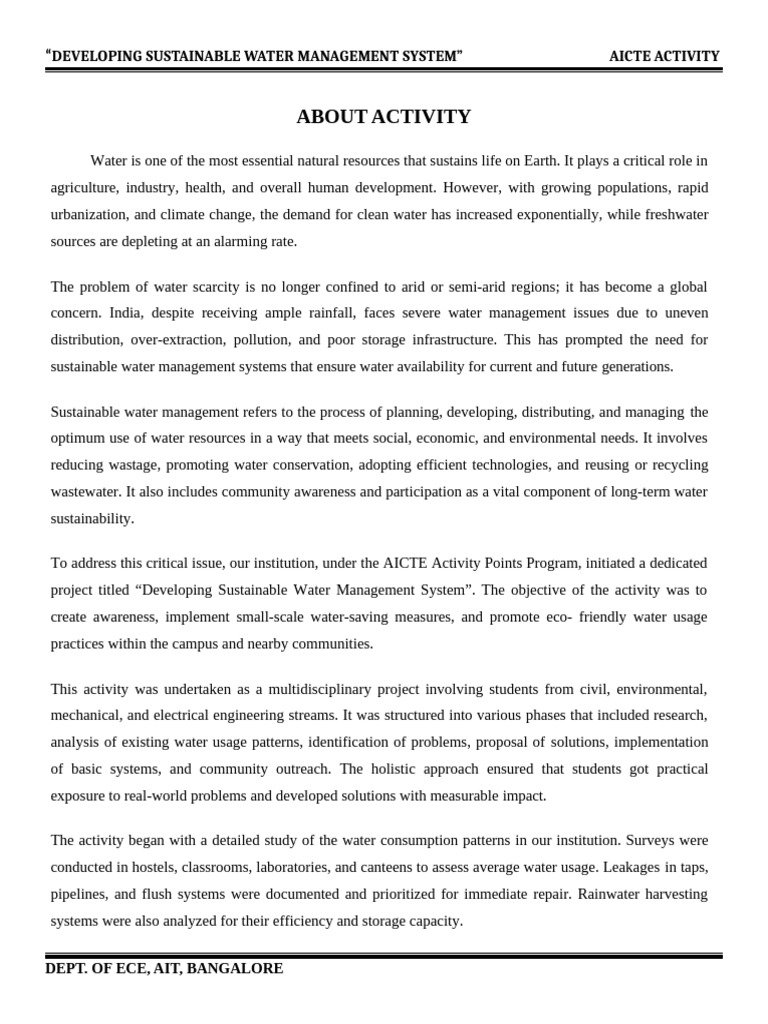 Developing Sustainable Water Management System | PDF | Water ...