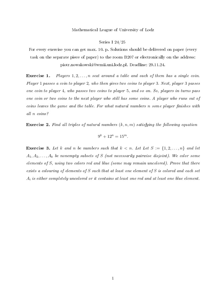 Math. League 24-25 Series I 2 | PDF