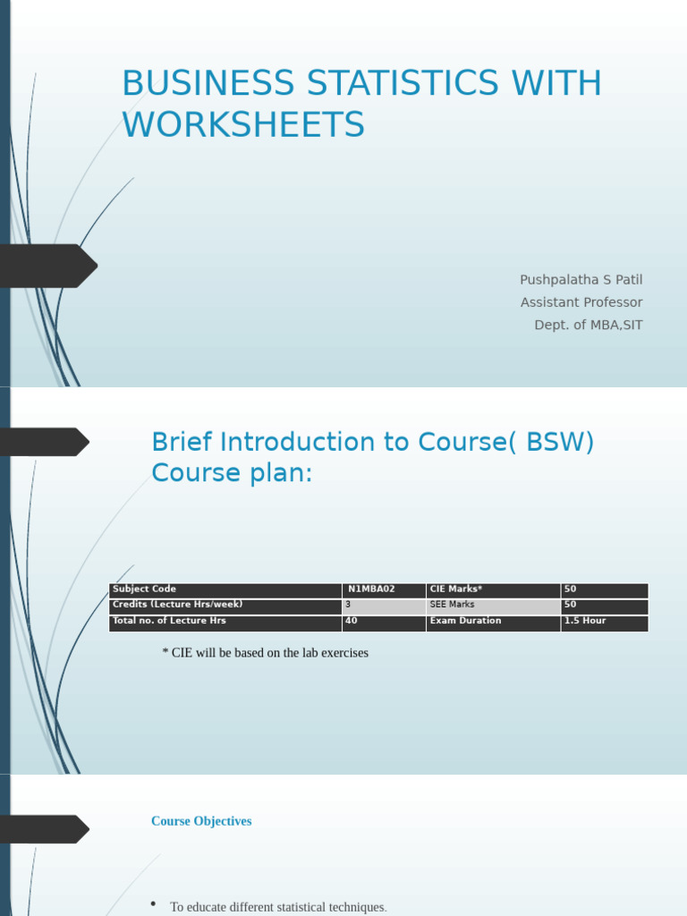 Business Statistics Course Overview | PDF | Statistics | Chart
