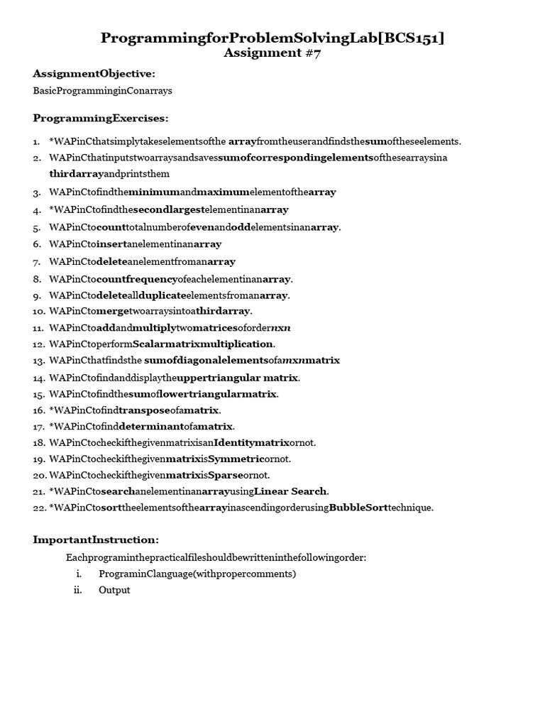 C Programming Exercises for Arrays | PDF
