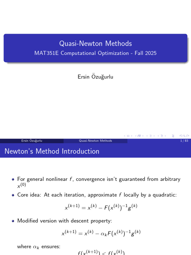 Chp11 Quasi Newton Methods - Singlepage | PDF | Mathematics Of ...