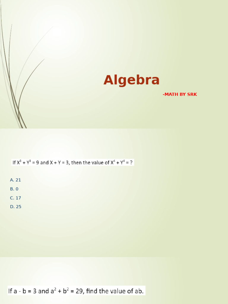 Algebra Problems and Solutions | PDF