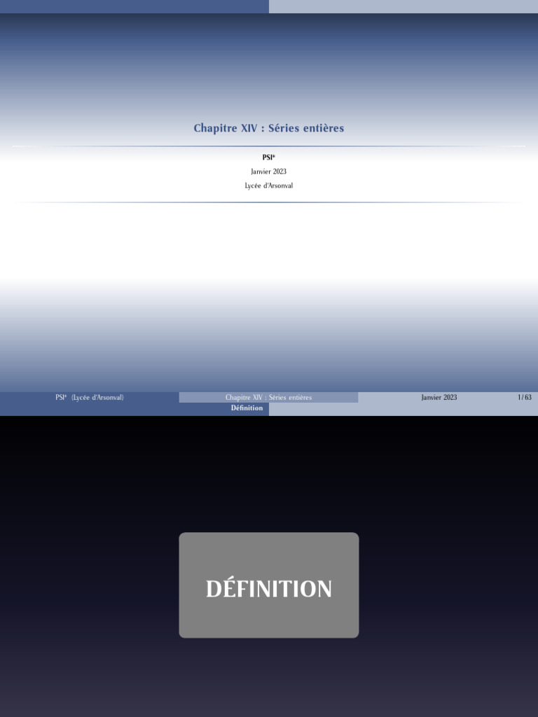 Séries entières définition et convergence PDF Série entière — free download