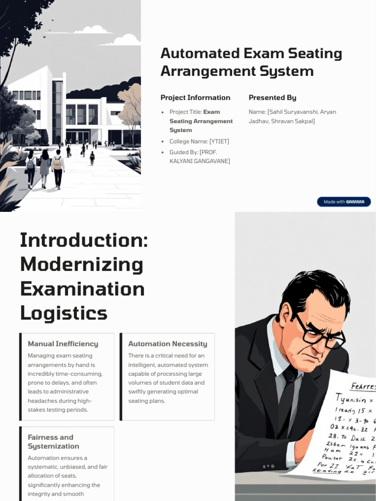 Automated Exam Seating System Overview | PDF | Automation | Databases