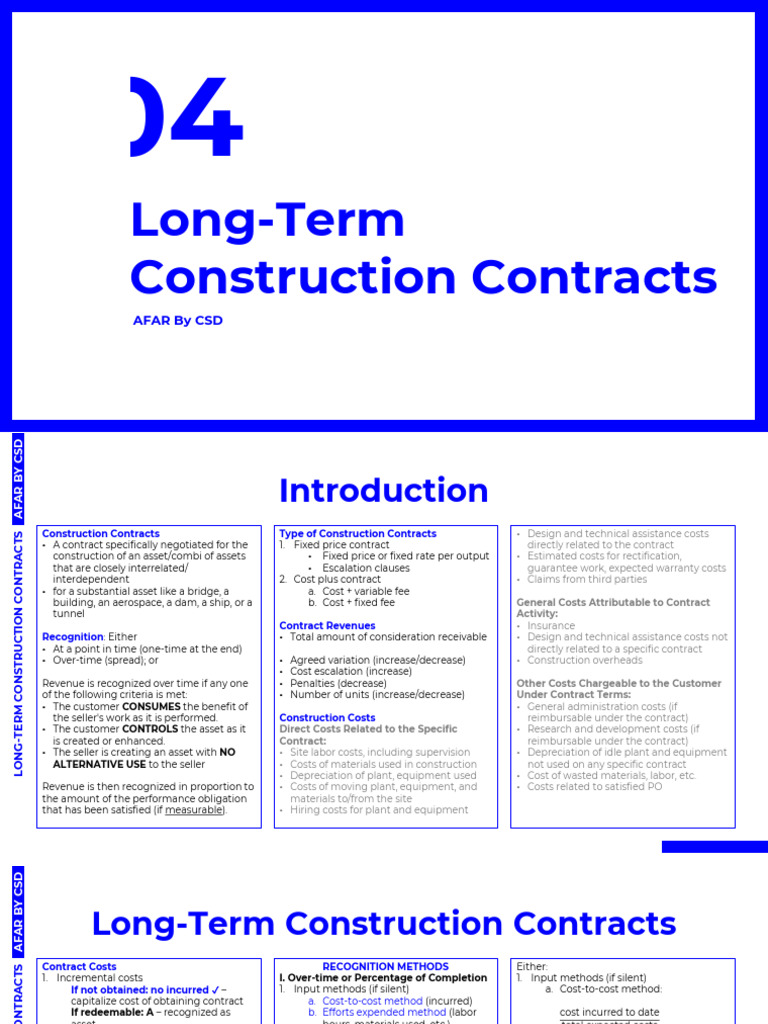 Long-Term Construction Contracts Guide | PDF | Debits And Credits ...