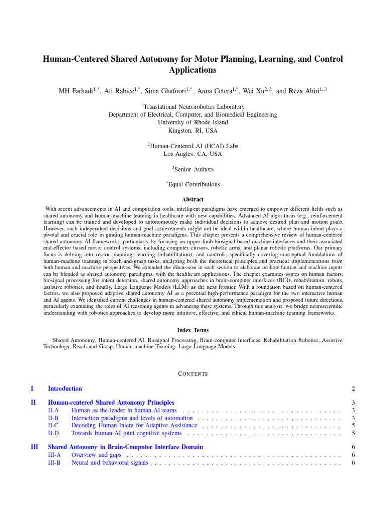 Human-Centered Shared Autonomy For Motor Planning Learning, and Control ...