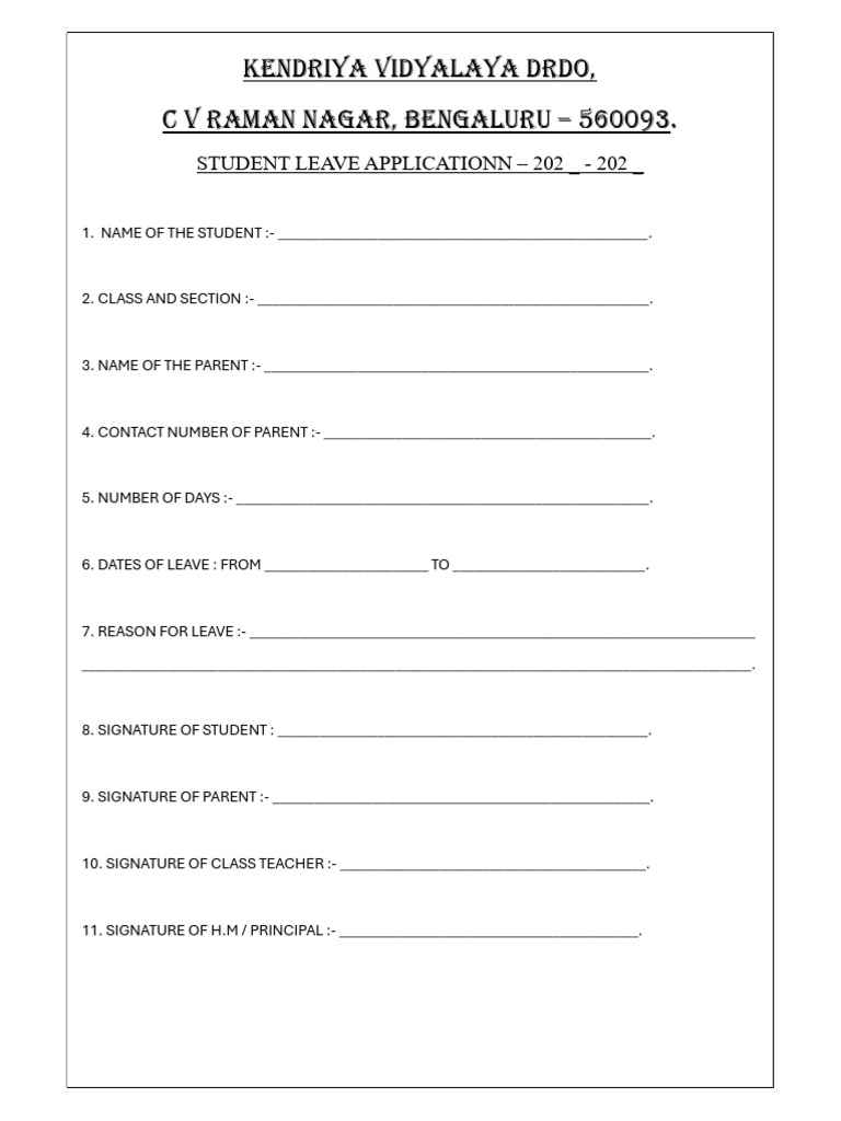 Student Leave Application Form | PDF