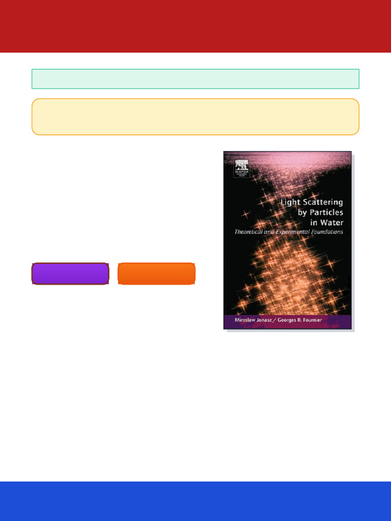 Light Scattering by Particles in Water Theoretical and Experimental ...