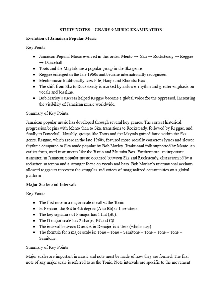 Grade 9 Music Exam Study Notes | PDF | Classical Period (Music) | Concerto