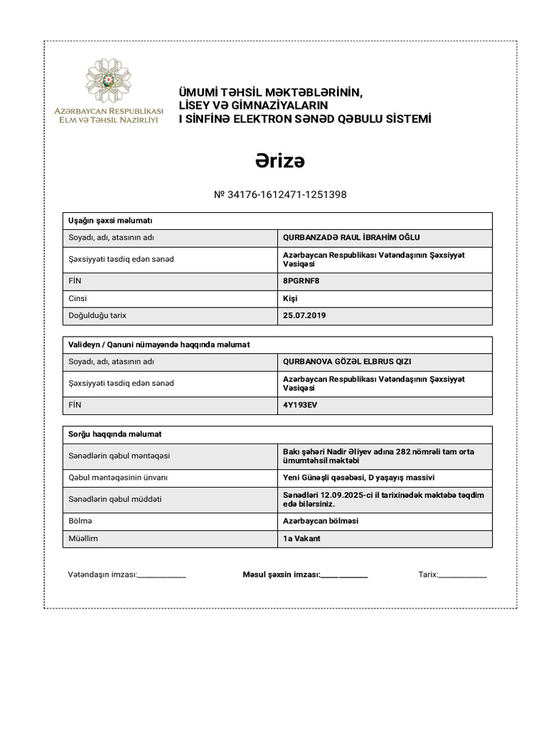 Ərizə | PDF