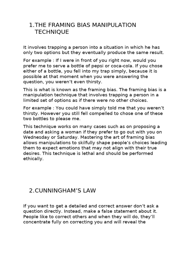 Understanding Manipulation Techniques | PDF | Behavioural Sciences ...