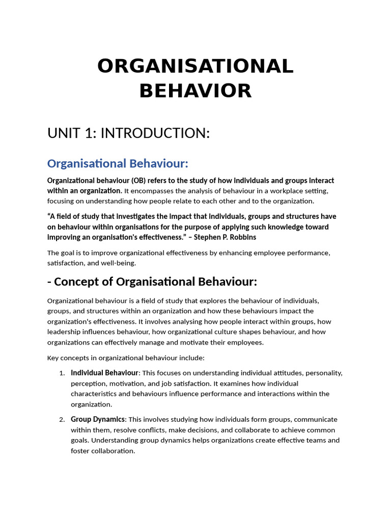 Understanding Organizational Behavior Basics | PDF | Organizational ...