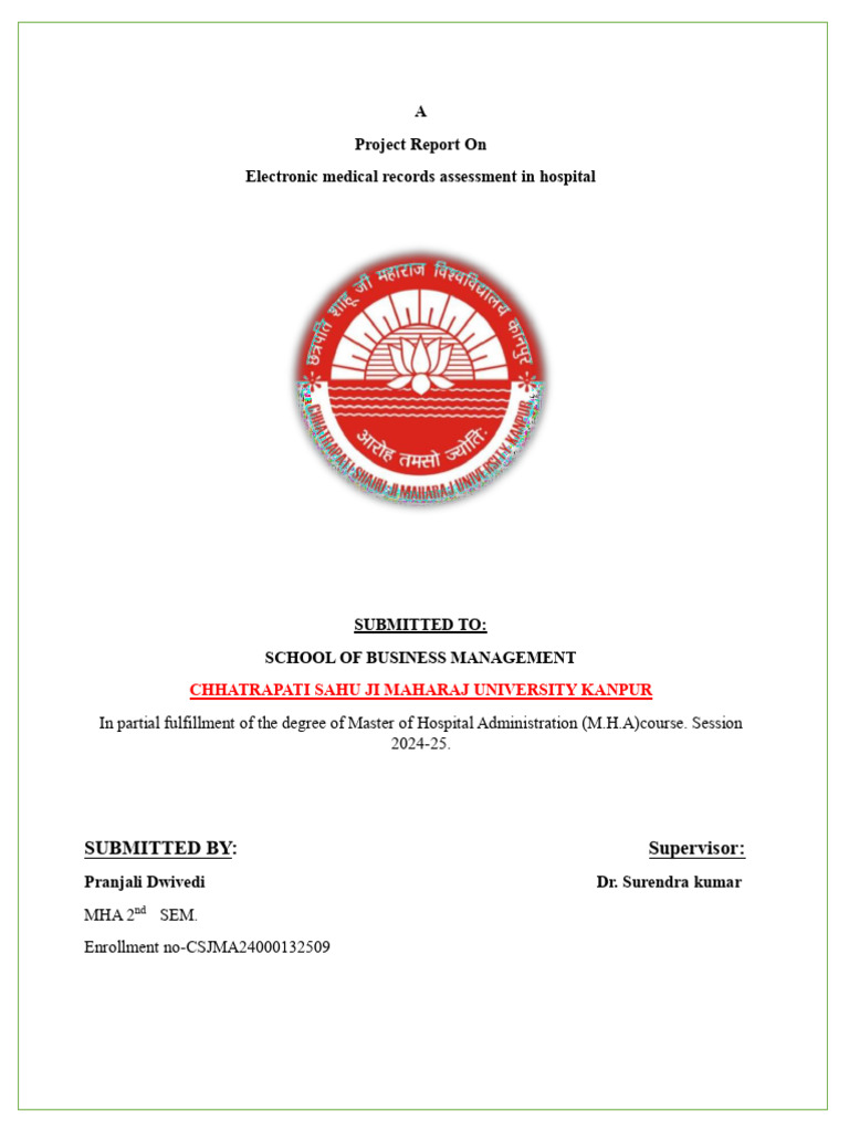 EMR Assessment in Hospital OPD Report | PDF | Electronic Health Record ...