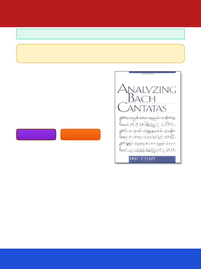 Analyzing Bach Cantatas 1st Edition Eric Chafe ebook fundamentals ...