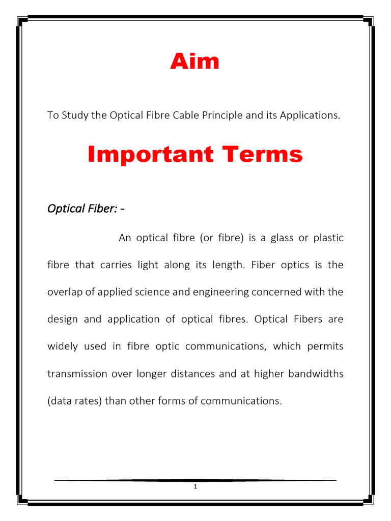 Optical Fiber Principles and Applications | PDF | Optical Fiber ...