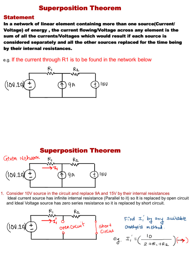 Superposition Theorem in Electrical Circuits | PDF | Electrical Network ...