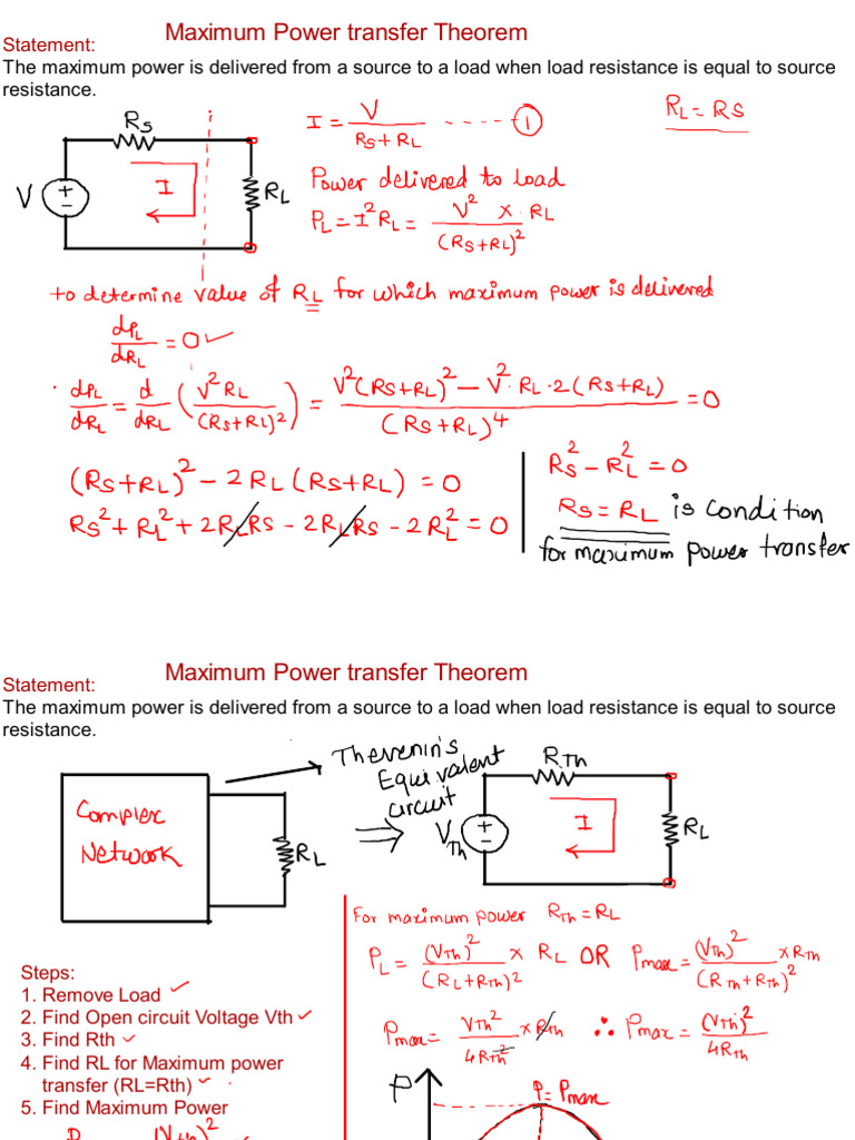 Maximum Power Transfer Theorem Explained | PDF
