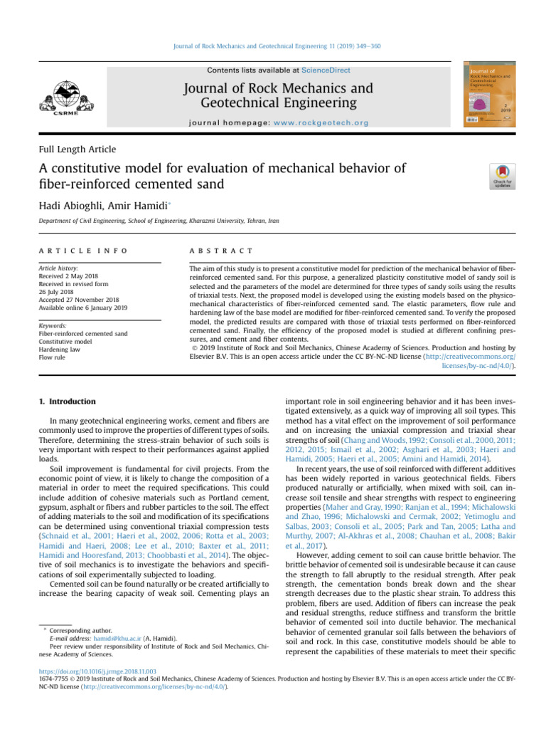A Constitutive Model for Evaluation of Mechanical Behavior of Fiber ...