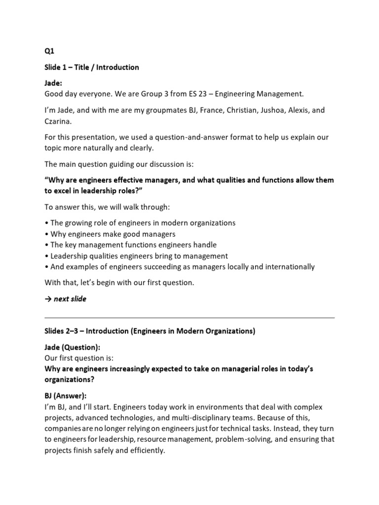 Engineers as Effective Managers: Key Insights | PDF | Leadership | Risk
