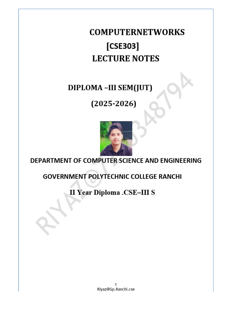 Computer Networks Lecture Notes CSE303 | PDF | Network Topology ...