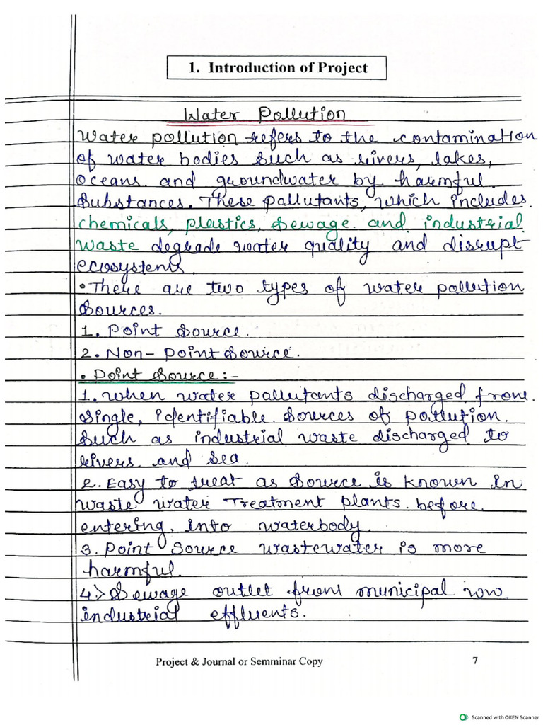 STD 12th EVS Project - Water Pollution and Biocare For Environmental ...