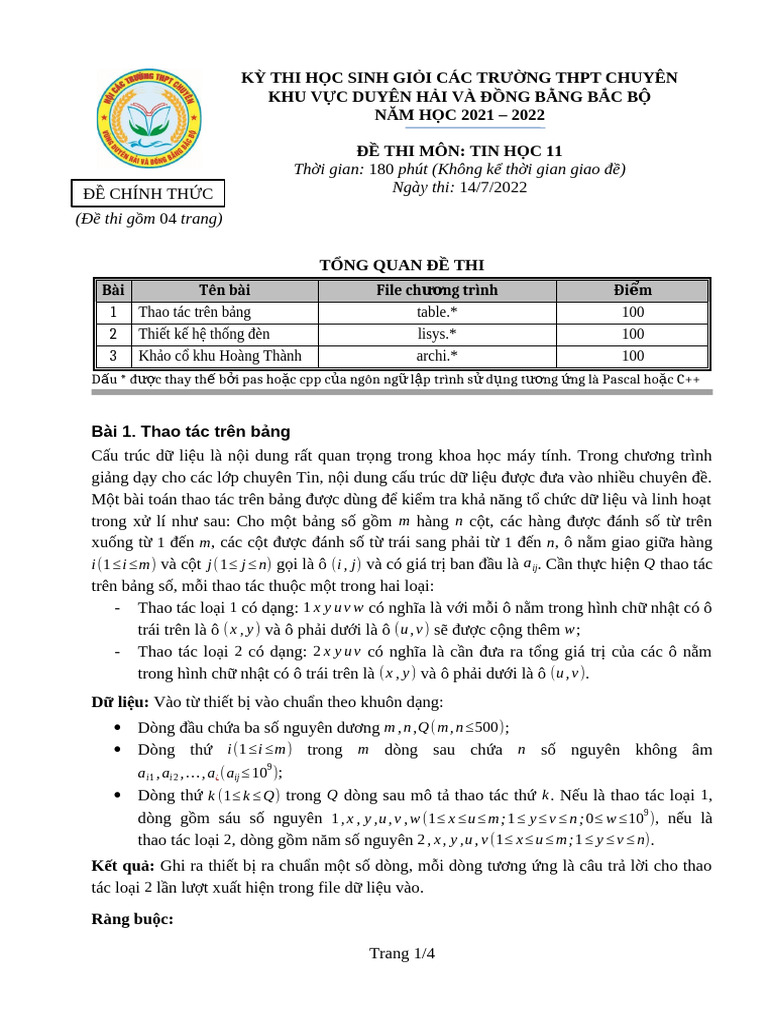 De Tin Hoc 11 | PDF
