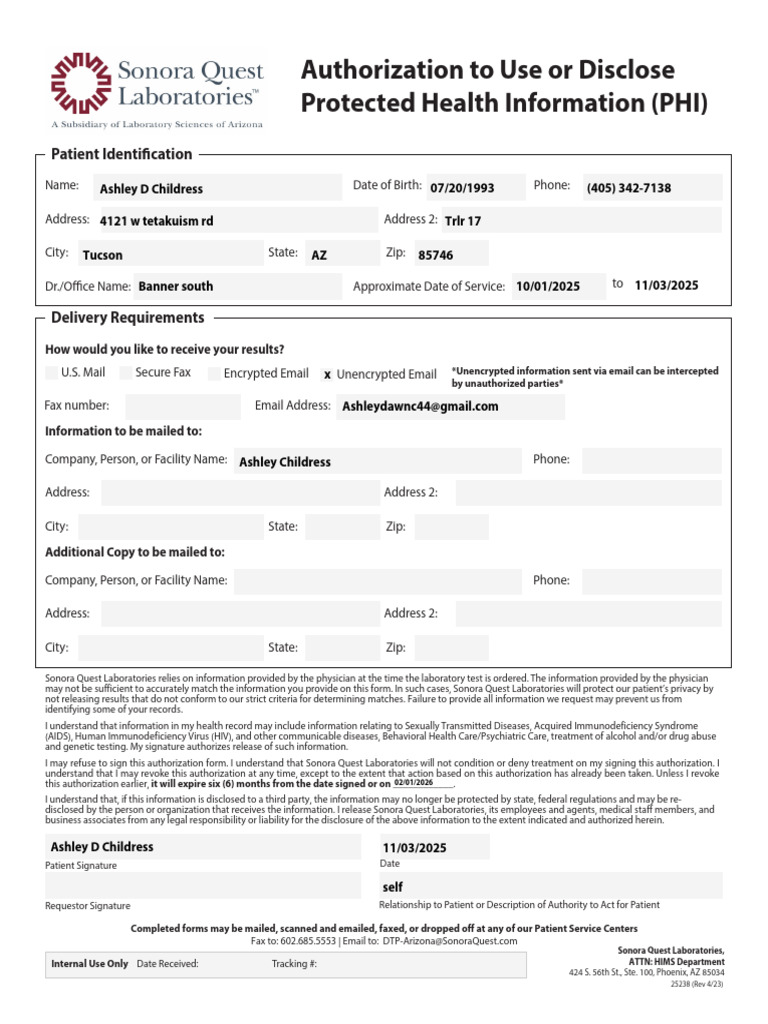 PHI Disclosure Authorization Form | PDF | Hiv/Aids | Immunodeficiency