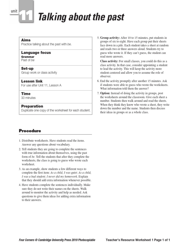 Past Tense Activity Worksheet | PDF | Chess | Chess Theory