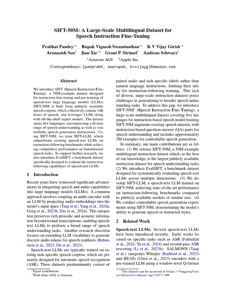 SIFT-50M: Multilingual Speech Dataset | PDF | Speech Recognition ...
