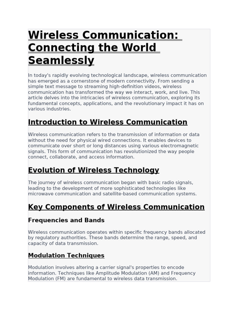 Understanding Wireless Communication | PDF | Wireless | Internet Of Things