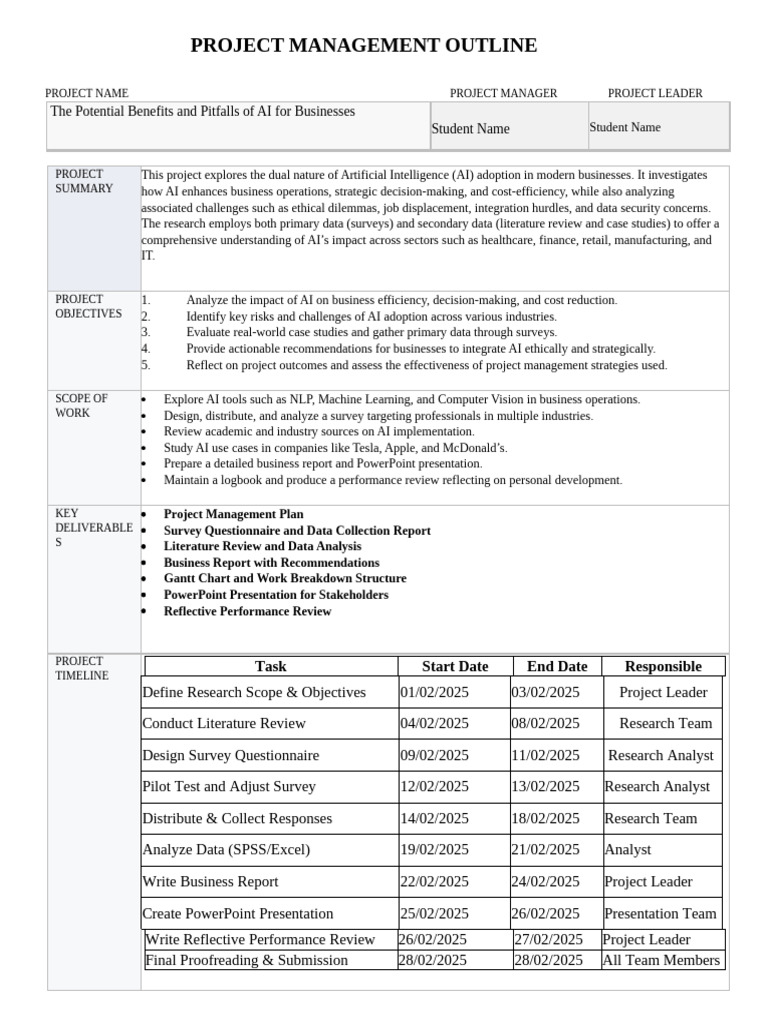 Project Management Outline | PDF | Artificial Intelligence ...