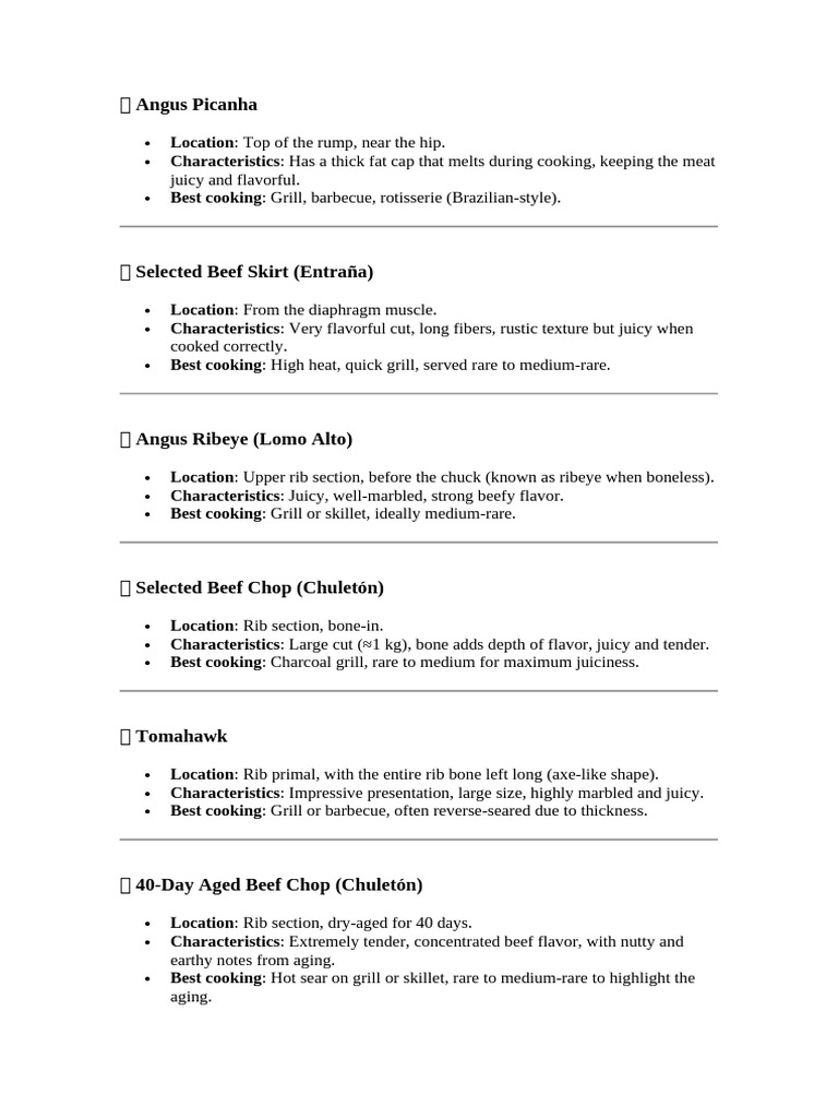 Best Cuts of Angus Beef Explained | PDF
