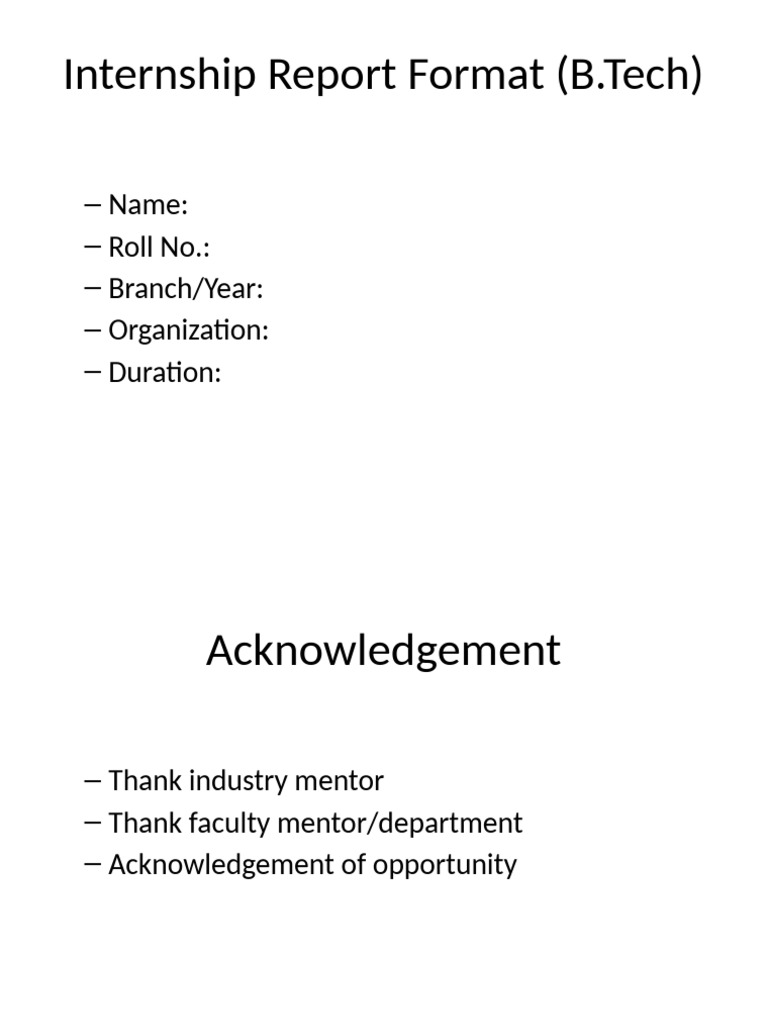 B.Tech Internship Report Template | PDF