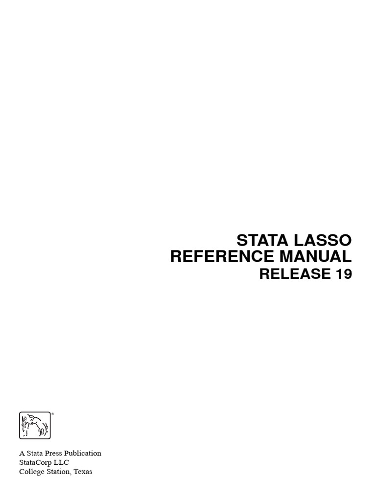 Stata 19 Lasso Reference Manual | PDF | Dependent And Independent ...