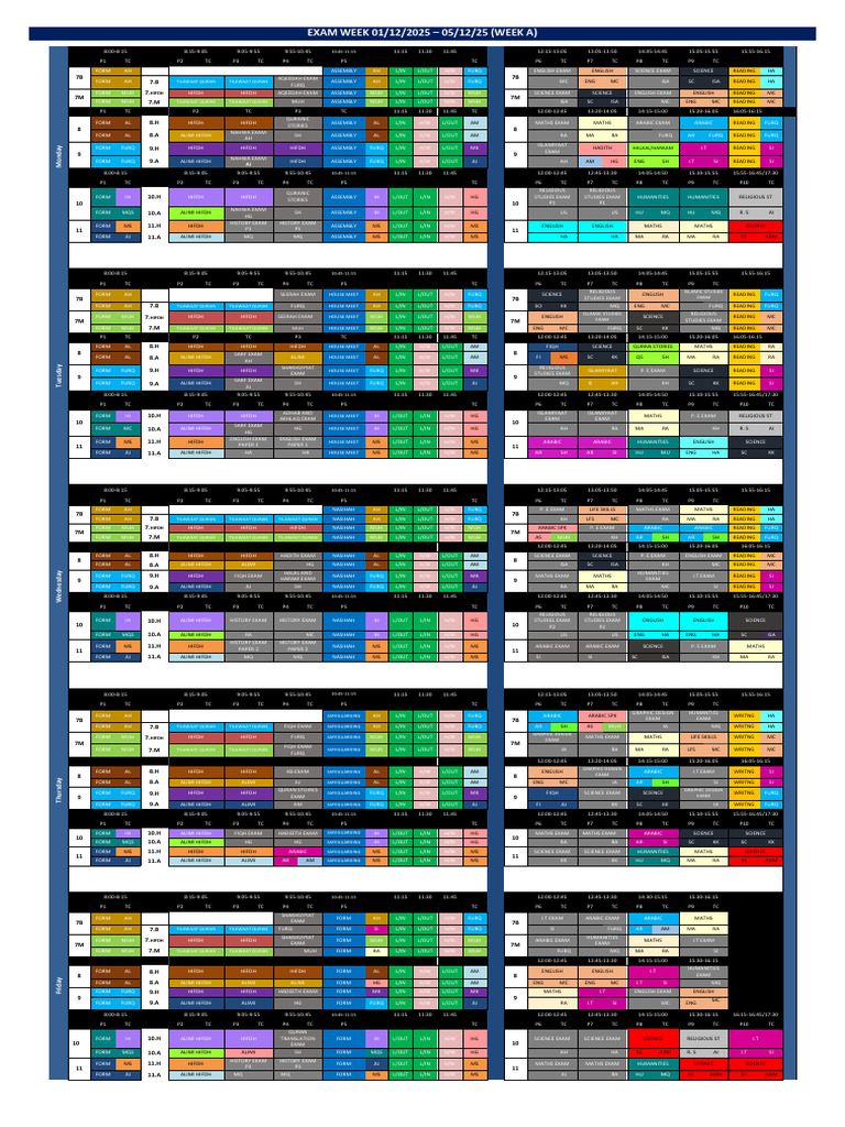 Exam Schedule for December 2025 | PDF | Semitic Words And Phrases ...