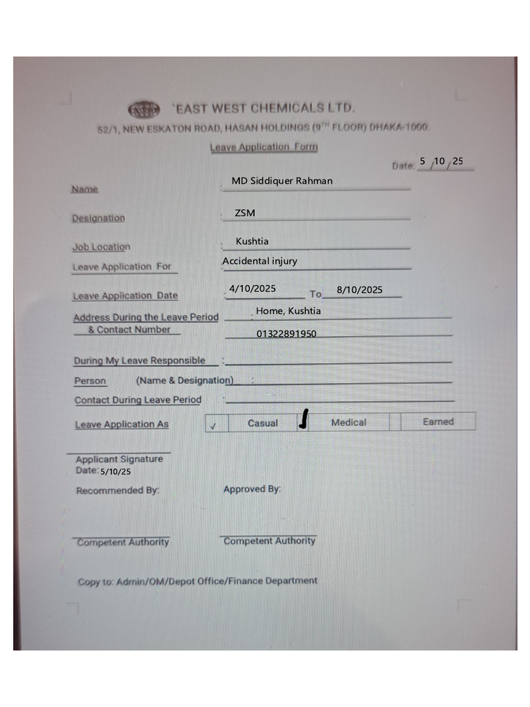 Leave Application Form | PDF