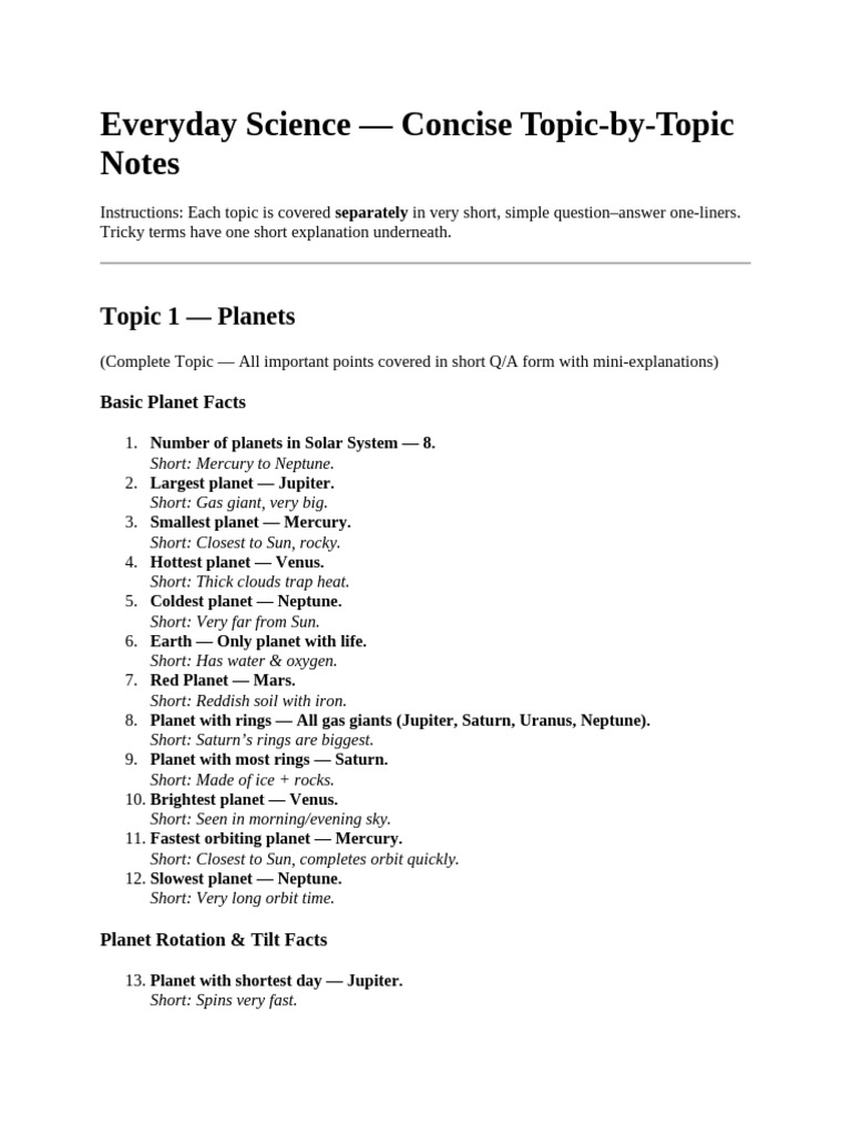 Everyday Science Portion MCQS | PDF | Planets | Alloy