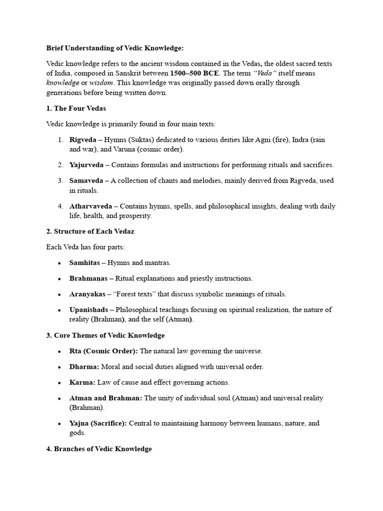 Overview of Vedic Knowledge and Texts | PDF | Vedas | Moksha