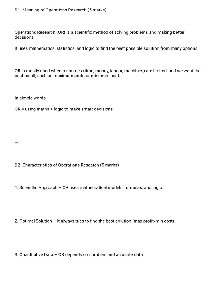 Overview of Operations Research Concepts | PDF | Mathematical ...